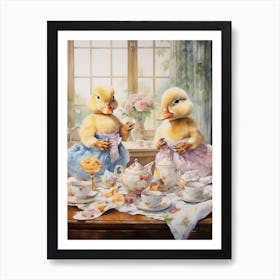 Afternoon Tea Duckling Painting 3 Art Print