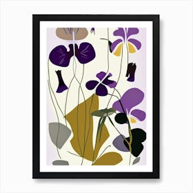 Marsh Violet Wildflower Modern Muted Colours 1 Art Print