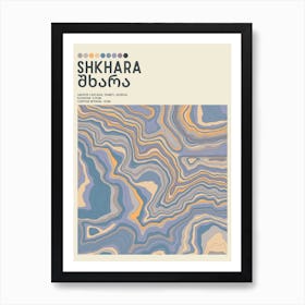 Shkhara Georgia Topographic Contour Map Art Print