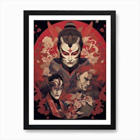 Samurai Noh And Kabuki Theater Style Illustration 3 Art Print