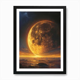 Moon Over The Ocean 1 Art Print