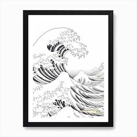 Line Art Inspired By The Great Wave Off Kanagawa 1 Art Print