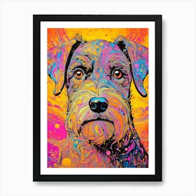 Colourful Schnauzer Dog Portrait Art Print