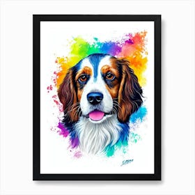 Welsh Springer Spaniel Rainbow Oil Painting Dog Art Print