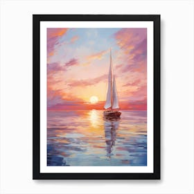 Sailboat At Sunset 19 Art Print