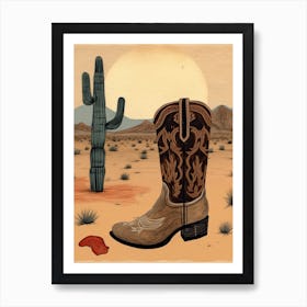 A Cowboy Boot In The Desert 2 Art Print