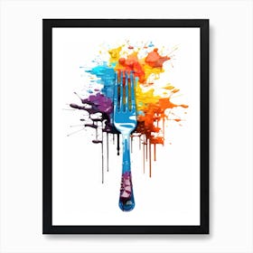 Fork With Paint Splashes Art Print