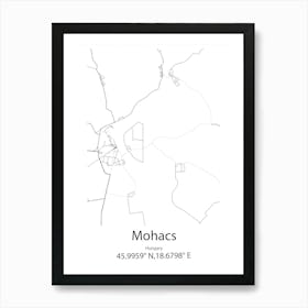 Mohacs,Hungary Minimalist Map Art Print