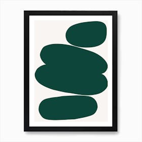 Abstract Bauhaus Shapes Dark Green Art Print