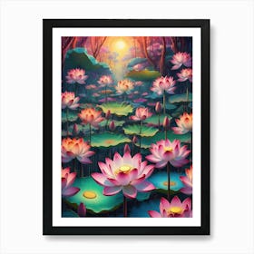 Lotus Flower In The Forest Art Print