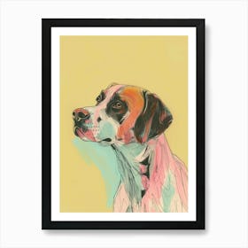 Greater Swiss Mountain Dog Dog Pastel Line Watercolour Illustration  1 Art Print