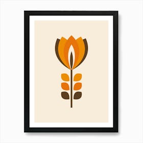 Mid Century Modern Flower 1 Orange Art Print