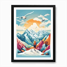 Hiker In The Mountains 2 Art Print