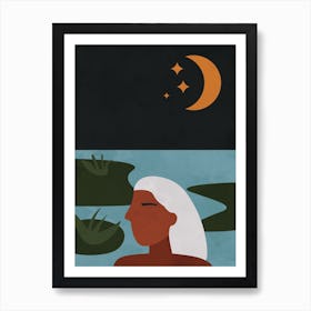 Moon And Lily Art Print