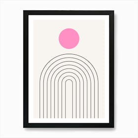 Mid Century Modern | 01 - Sun And Rainbow Cream White And Pink Art Print