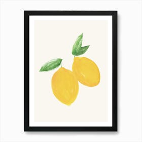 Lemon Citrus Summer Fruit Watercolor Painting Minimalist Kitchen Print Art Print