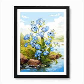 Forget Me Not Wildflower In Wetlands (3) Art Print