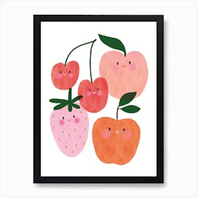 Nursery Kids Room Art Pink Baby Fruit Art Print