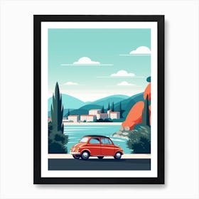 A Fiat 500 In French Riviera Car Illustration 3 Art Print