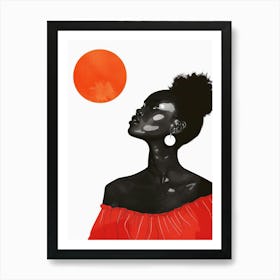 Black Woman With Orange Ball Art Print