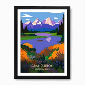 Grand Teton National Park Travel Poster Matisse Style 1 Art Print