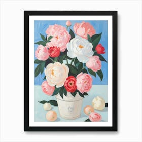 Peony flower vase 1 Art Print