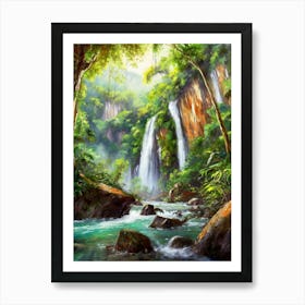 Lush Rainforest With Hidden Waterfalls And Rivers Art Print