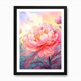 Peony In Watercolor  (2) Art Print