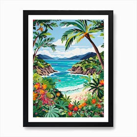 Trunk Bay Beach, Us Virgin Islands, Matisse And Rousseau Style 3 Art Print