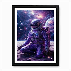 Purple Astronaut In Space 1 Art Print