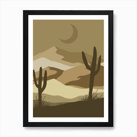 Desert Landscape With Cactus Art Print