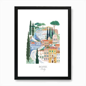 Rome Italy 3 Gouache Travel Illustration Art Print