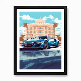A Acura Nsx In French Riviera Car Illustration 4 Art Print