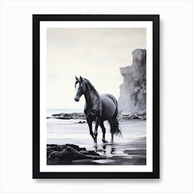 A Horse Oil Painting In Punalu U Beach Hawaii, Usa, Portrait 2 Art Print