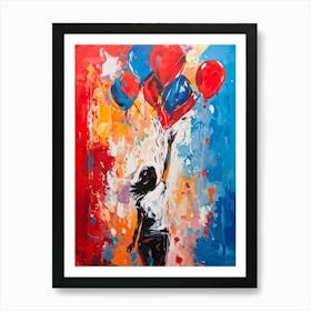 Abstract Painting With A Central Vibrant Hand Reaching Up From A Retro Inspired Setting Festive Moo (2) Art Print