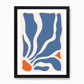 Blue And Orange boho Abstract Art Print
