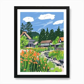 Shirakawa Go Japan 2 Colourful Illustration Art Print