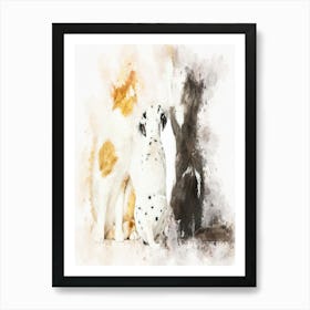 Cats And Dalmatian Puppy Art Print