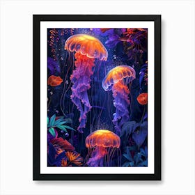 jelly fish painting Art Print