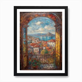 Window View Of Istanbul In The Style Of Impressionism 4 Art Print