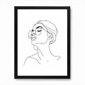 Woman With Glasses Fashion Line art Art Print
