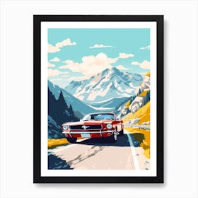 A Ford Mustang In The Route Des Grandes Alpes Illustration 3 Art Print