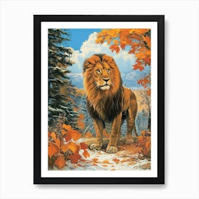 Barbary Lion Relief Illustration 1 Art Print