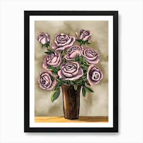 Purple Roses In A Vase 18 Art Print