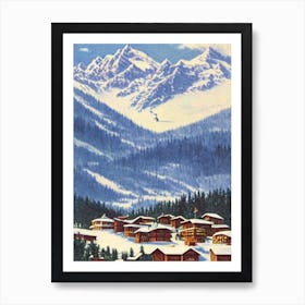 Portillo, Chile Ski Resort Vintage Landscape 1 Skiing Poster Art Print