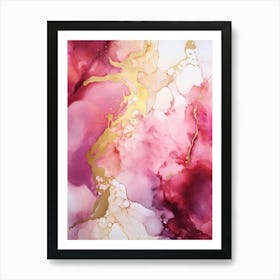 Pink, White, Gold Flow Asbtract Painting 3 Art Print