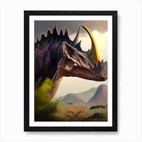 Lambeosaurus 1 Illustration Dinosaur Art Print