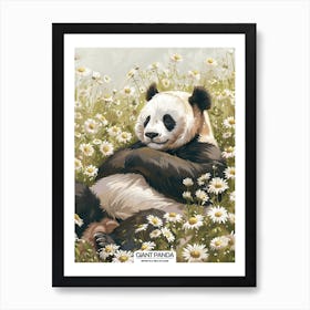 Giant Panda Resting In A Field Of Daisies Poster 7 Art Print