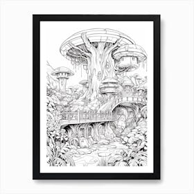 Pandora   The World Of Avatar (Disney S Animal Kingdom) Fantasy Inspired Line Art 2 Art Print