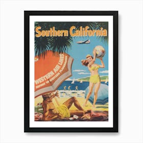 Southern California Vintage Beach Poster Art Print